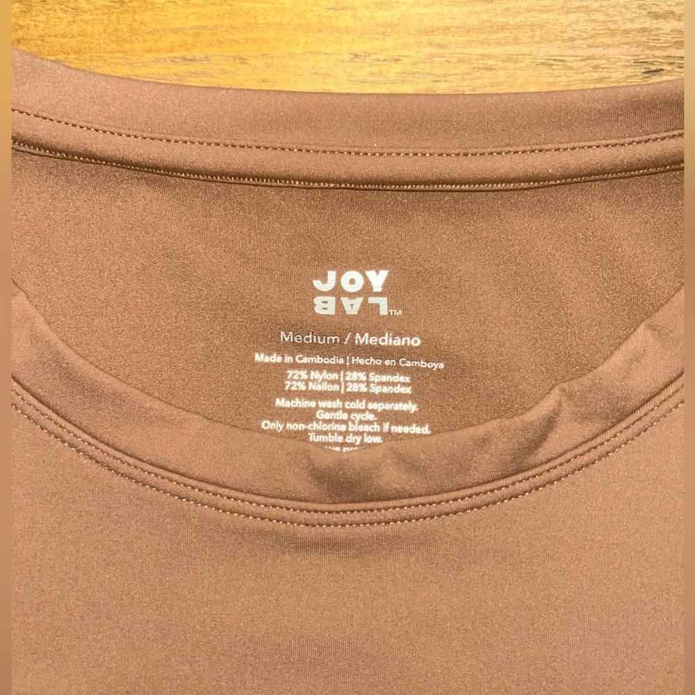 JoyLab Chocolate Brown Short Sleeve Cropped Soft Athletic Tee Workout - Picture 6 of 9
